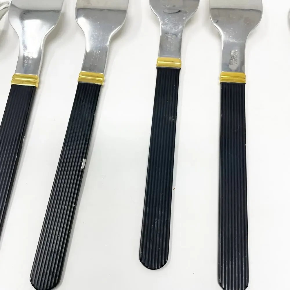 Vintage Sasaki Vignelli Japan Rigadin Matte Black Flatware Mixed Lot of 24